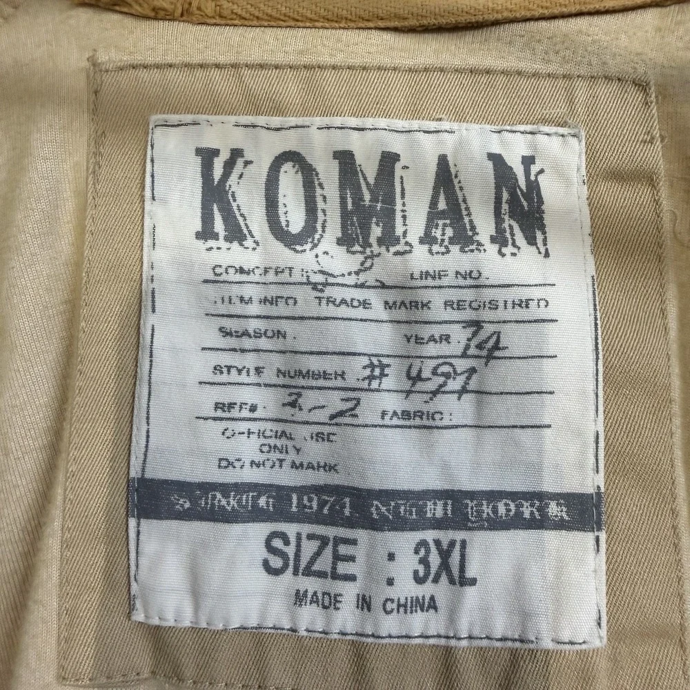 Vintage‎ Koman Size-3XL Men Velour Jacket B Mustard Yellow Gold